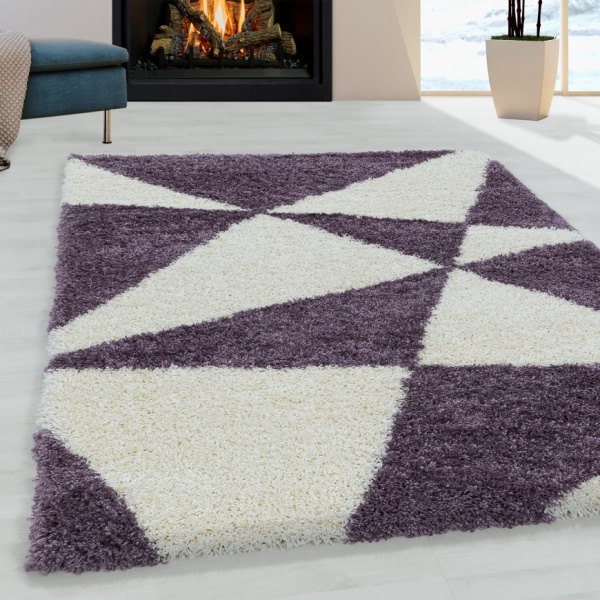 Tango Shaggy Geometric Purple Rug